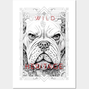 English Bulldog Pet Wild Nature Illustration Line Epic Illustration Line Art Posters and Art